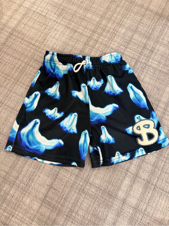 Bucketsquad Other - Kids Ghost-Print Black and Blue Athletic Shorts